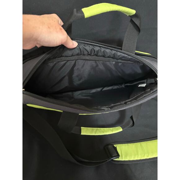 Eddie Bauer Messenger Laptop Bag Nylon Canvas Commuter Padded - Lime Green - Picture 6 of 7